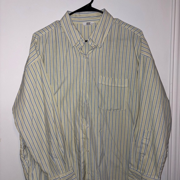 Izod Women’s Yellow and Blue Striped Button Down Shirt - Picture 1 of 2